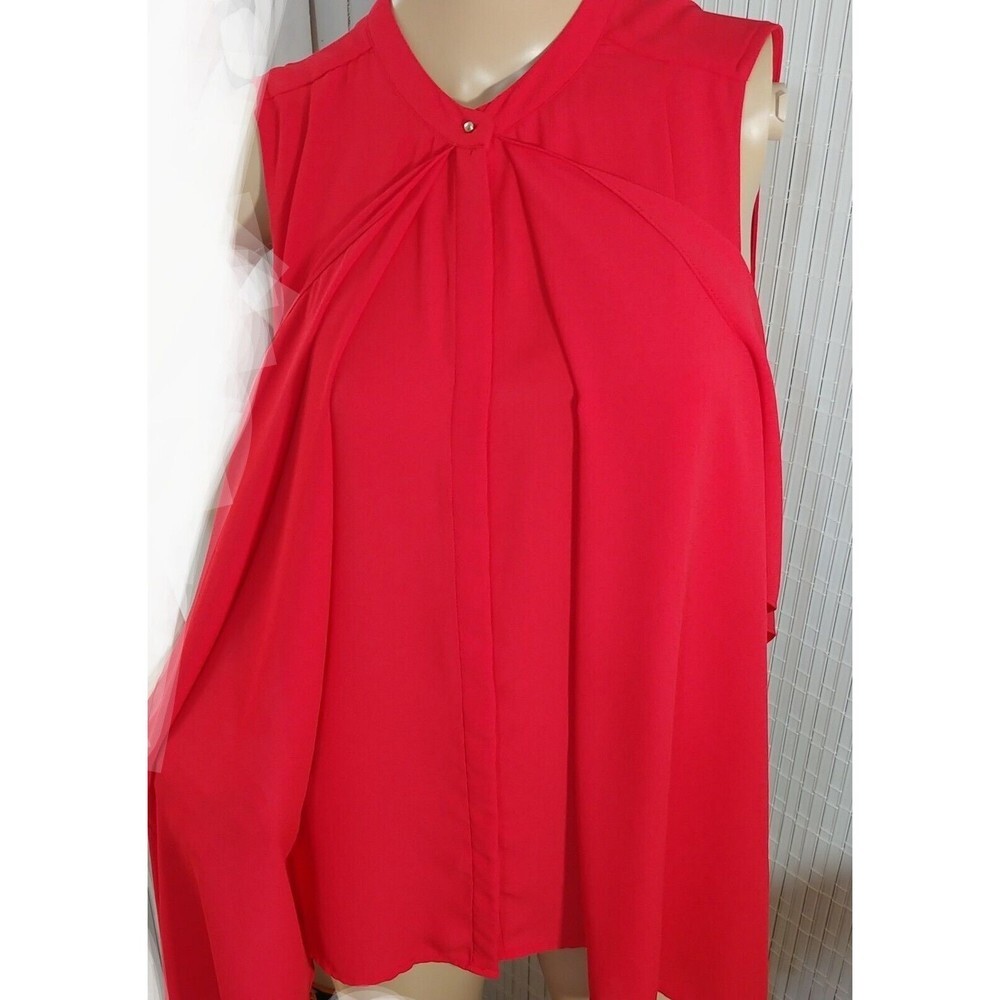 H&M Blouse for Women Size 8 Red Color Hidden Buttons Sleeveless - Picture 11 of 12